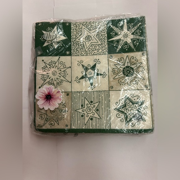 New 20 "Country Stars" Napkins Cream Green made in Germany 3 Ply 6 1/2" x 6 1/2" - Picture 4 of 10